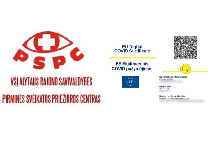  Alytaus rajono PSPC išduoda ES skaitmeninį COVID pažymėjimą