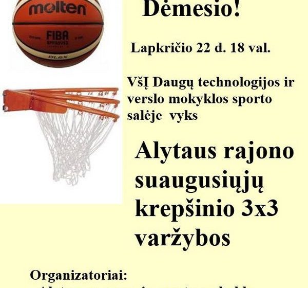  Trečiadienį Dauguose vyks Alytaus rajono krepšinio varžybos 3×3