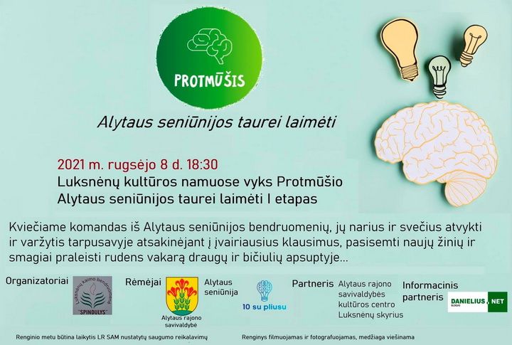  Šiandien Luksnėnuose vyks  bendruomenės „Spindulys“ organizuojamas „Protmūšis”!