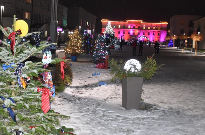  Varėnoje šventinę dvasią paskleidė įžiebta Kalėdų eglutė ir sužibusi eglučių alėja (foto)