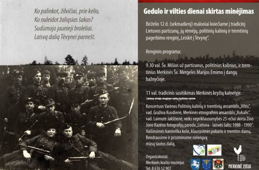  Sekmadienį Merkinėje – Gedulo ir Vilties dienai skirtas renginys