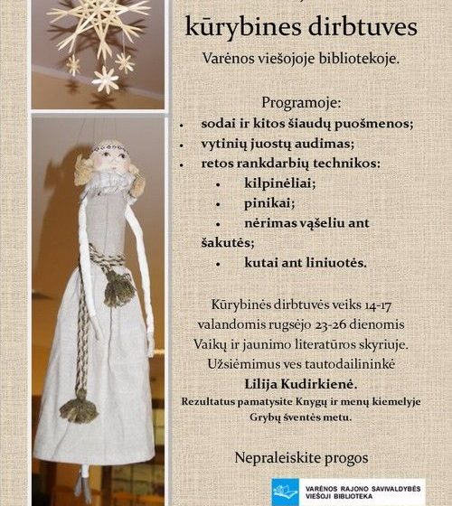  Kūrybinės dirbtuvės Varėnoje!