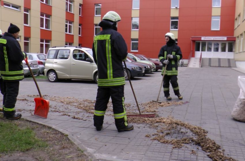  Karterį pramušęs automobilis, tepalu išdergė visą Alytaus Putinų gimnazijos aikštelę