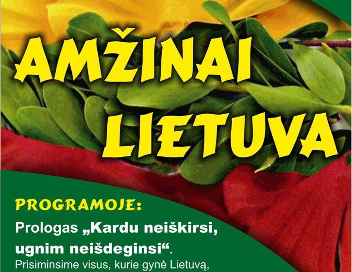  Antradienį Simno kultūros centras kviečia į renginį “Amžinai Lietuva”