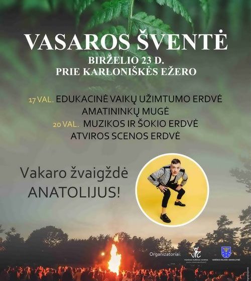  Birželio 23-iąją – Varėnos vasaros šventė prie Karloniškės ežero