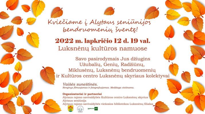  Lapkričio 12 d. kviečiame į Alytaus seniūnijos rudens šventę!