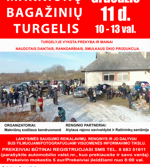  Šį sekmadienį Makniūnuose organizuojamas Kalėdų sendaikčių turgelis! Kviečiame!