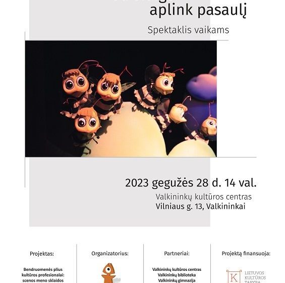  Šį sekmadienį Valkininkų kultūros centre – Panevėžio lėlių vežimo teatro spektaklis „Su sraige aplink pasaulį“