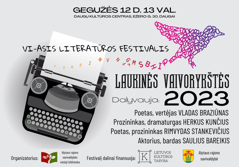  Dauguose vyks VI-asis literatūros festivalis „Laukinės vaivorykštės 2023“