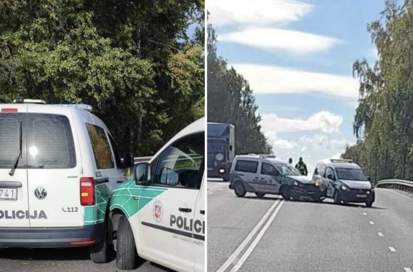  Kaune susidūrė du į tą patį iškvietimą skubėję policijos ekipažai