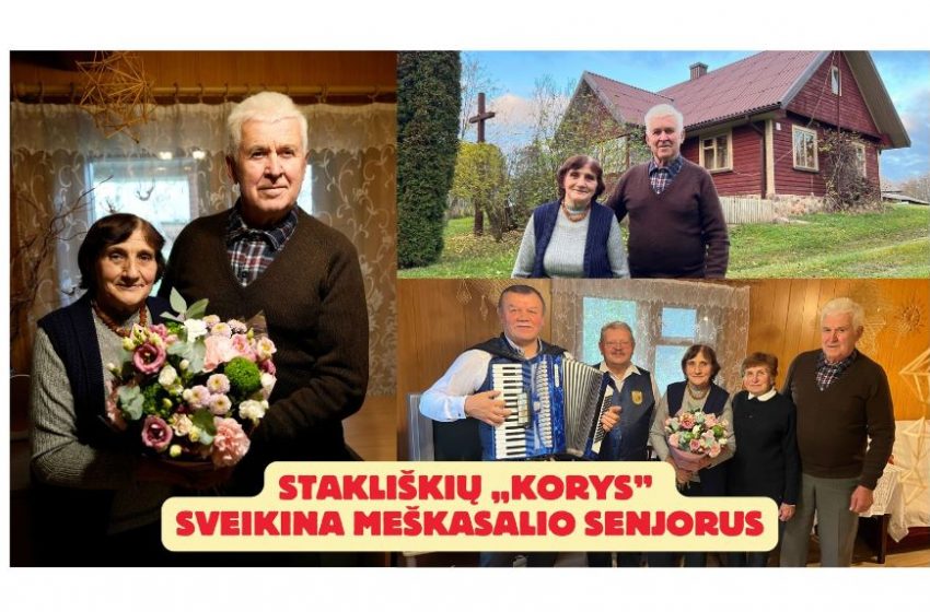  Stakliškių „Korys” sveikino Meškasalio kaimo senjorus Marytę ir Antaną Gilevičius (video)