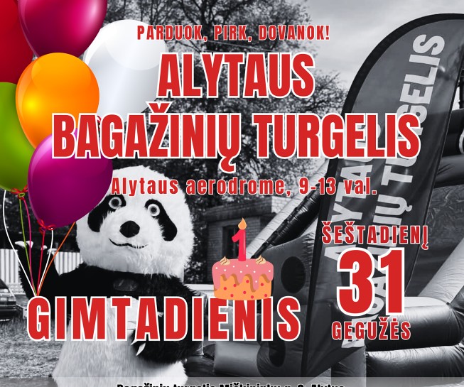 Gegužės 31 d. kviečiame į Alytaus Bagažinių turgelio 1 metų gimtadienį!