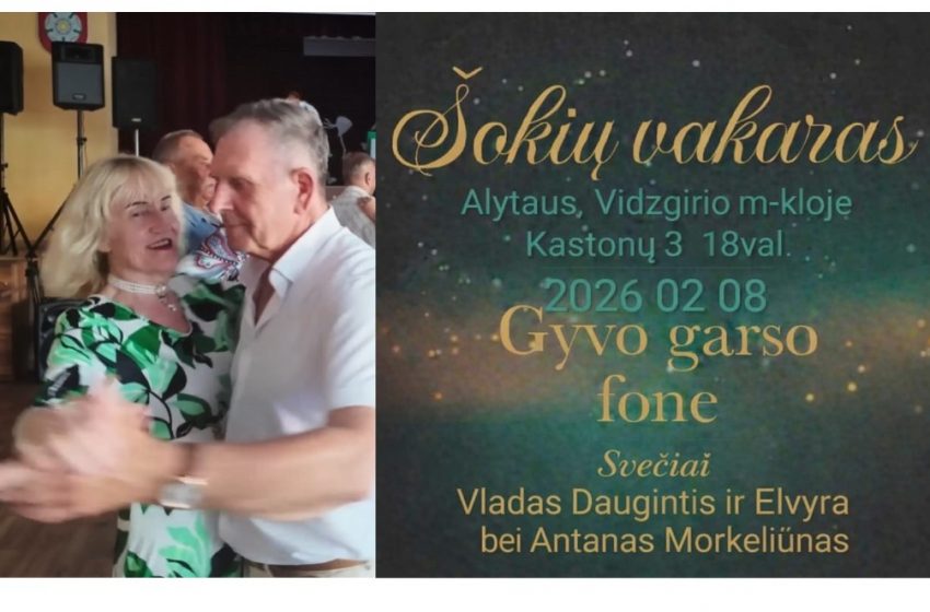  Vasario 8 d. Alytaus šokiuose koncertuos atlikėjai Vladas Daugintis, Antanas Morkeliūnas ir Elvyra