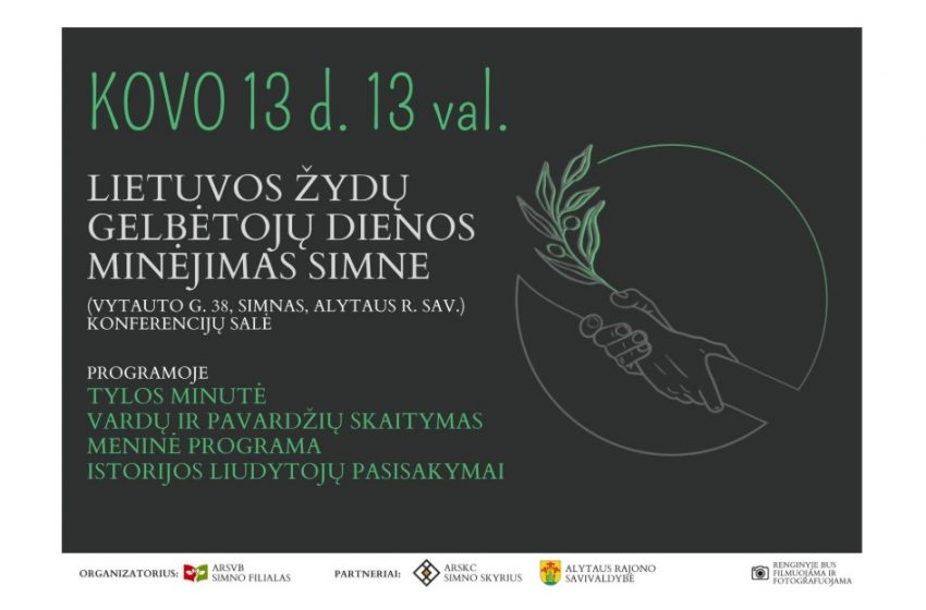 Kovo 13 d. Simne – Lietuvos žydų gelbėtojų dienos minėjimas