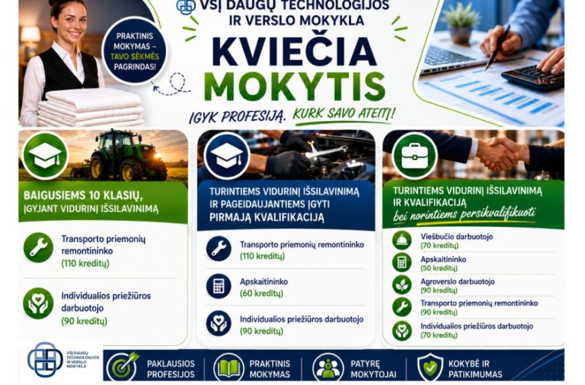  Kviečia mokytis Daugų technologijos ir verslo mokykla