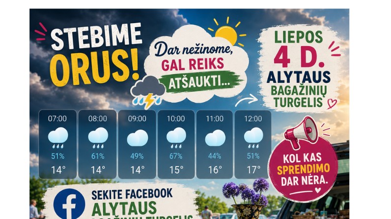  Ar rytoj vyks Alytaus bagažinių turgelis? Sprendimas dėl liepos 4-osios turgaus bus priimtas pagal orų prognozes