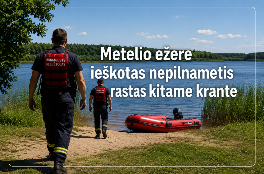  Metelio ežere ieškotas 16-metis rastas saugiai išlipęs kitame krante
